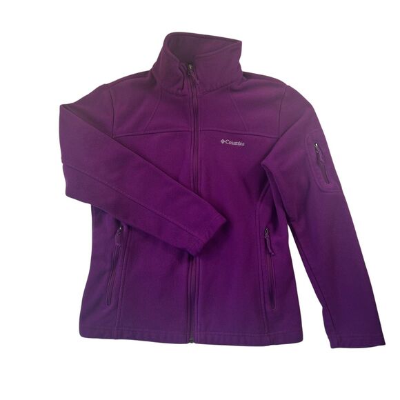Columbia Jacket Women's Purple Fleece Full Zip Mock Neck Medium Zippered Pocket - Picture 11 of 11
